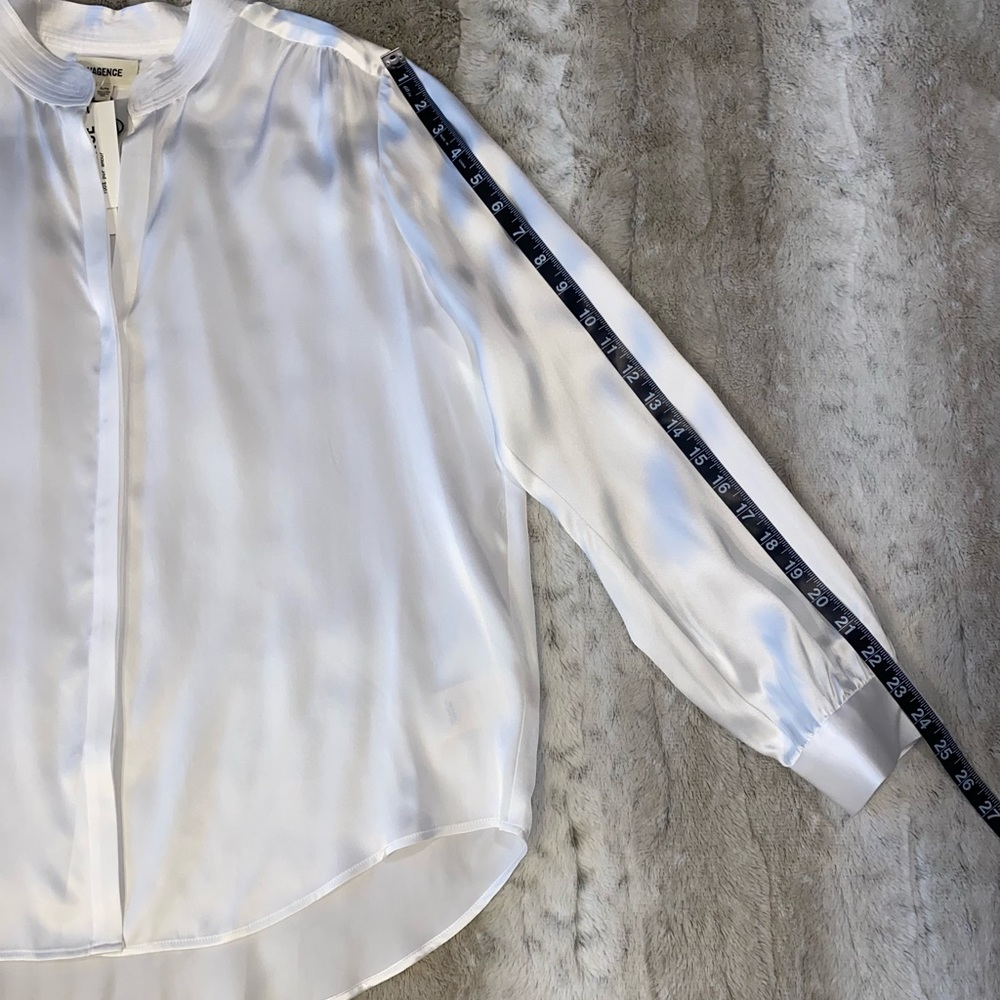 NWT💕L'AGENCE Bianca Silk Charmeuse Blouse in White Size XL - Picture 12 of 14